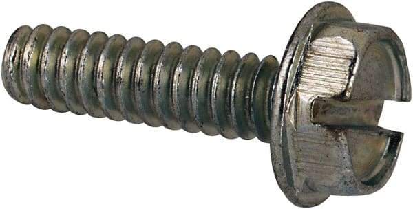 Value Collection - #6-32 UNC, 1/2" OAL Slotted Drive Machine Screw - Hex Washer Head, Grade J82 Steel, Zinc-Plated Finish, Without Washer - Apex Tool & Supply