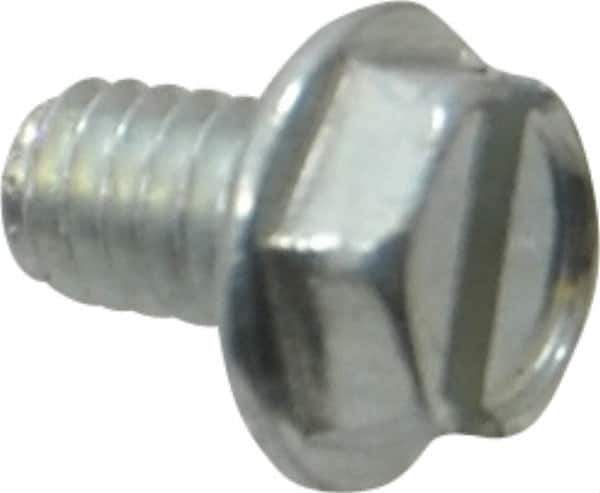 Value Collection - #8-32 UNC, 1/4" OAL Slotted Drive Machine Screw - Hex Washer Head, Grade J82 Steel, Zinc-Plated Finish, Without Washer - Apex Tool & Supply