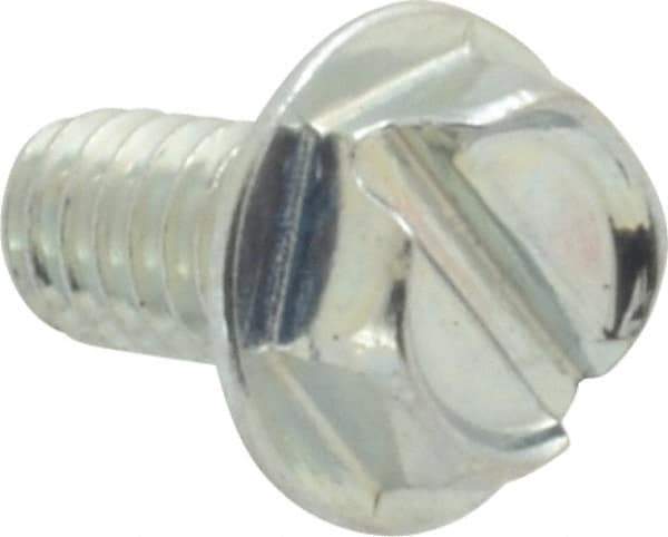 Value Collection - #8-32 UNC, 5/16" OAL Slotted Drive Machine Screw - Hex Washer Head, Grade J82 Steel, Zinc-Plated Finish, Without Washer - Apex Tool & Supply