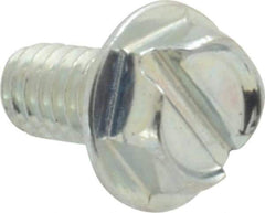 Value Collection - #8-32 UNC, 5/16" OAL Slotted Drive Machine Screw - Hex Washer Head, Grade J82 Steel, Zinc-Plated Finish, Without Washer - Apex Tool & Supply