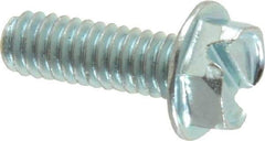 Value Collection - #8-32 UNC, 1/2" OAL Slotted Drive Machine Screw - Hex Washer Head, Grade J82 Steel, Zinc-Plated Finish, Without Washer - Apex Tool & Supply