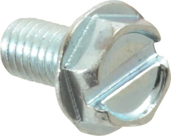 Value Collection - #10-32 UNF, 3/8" OAL Slotted Drive Machine Screw - Hex Washer Head, Grade J82 Steel, Zinc-Plated Finish, Without Washer - Apex Tool & Supply