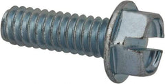 Value Collection - 1/4-20 UNC, 3/4" OAL Slotted Drive Machine Screw - Hex Washer Head, Grade J82 Steel, Zinc-Plated Finish, Without Washer - Apex Tool & Supply