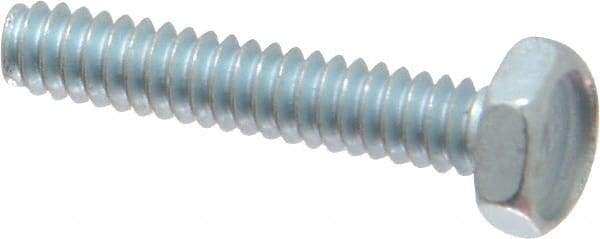 Value Collection - #6-32 UNC, 3/4" Length Under Head Hex Drive Machine Screw - Hex Head, Grade J82 Steel, Zinc-Plated Finish, Without Washer - Apex Tool & Supply