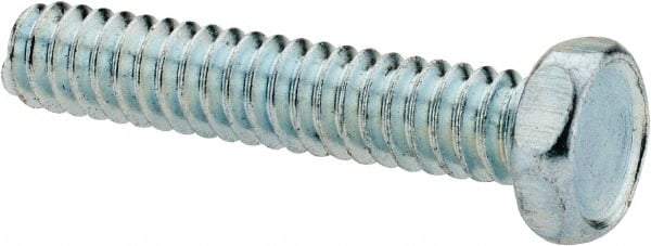 Value Collection - #10-24 UNC, 1" Length Under Head Hex Drive Machine Screw - Hex Head, Grade 2 Steel, Zinc-Plated Finish, Without Washer - Apex Tool & Supply