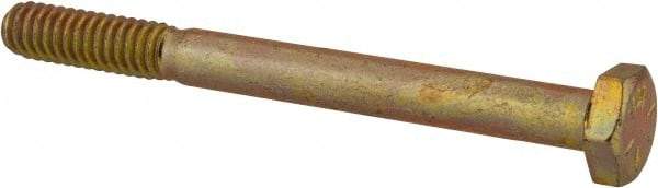 Made in USA - 1/4-20 UNC, 2-3/4" Length Under Head Hex Head Cap Screw - Partially Threaded, Grade 8 Alloy Steel, Zinc Yellow Dichromate Finish, 7/16" Hex - Apex Tool & Supply