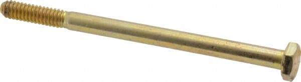 Made in USA - 1/4-20 UNC, 3-3/4" Length Under Head Hex Head Cap Screw - Partially Threaded, Grade 8 Alloy Steel, Zinc Yellow Dichromate Finish, 7/16" Hex - Apex Tool & Supply
