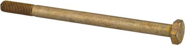 Made in USA - 1/4-28 UNF, 3-3/4" Length Under Head Hex Head Cap Screw - Partially Threaded, Grade 8 Alloy Steel, Zinc Yellow Dichromate Finish, 1/2" Hex - Apex Tool & Supply
