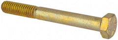 Made in USA - 5/16-18 UNC, 2-3/4" Length Under Head Hex Head Cap Screw - Partially Threaded, Grade 8 Alloy Steel, Zinc Yellow Dichromate Finish, 1/2" Hex - Apex Tool & Supply