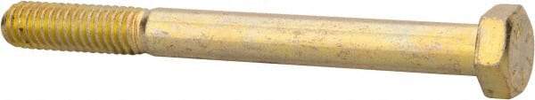 Made in North America - 5/16-18 UNC, 3-1/4" Length Under Head Hex Head Cap Screw - Partially Threaded, Grade 8 Alloy Steel, Zinc Yellow Dichromate Finish, 1/2" Hex - Apex Tool & Supply