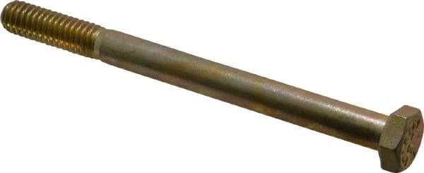 Value Collection - 5/16-18 UNC, 3-3/4" Length Under Head Hex Head Cap Screw - Partially Threaded, Grade 8 Alloy Steel, Zinc Yellow Dichromate Finish, 1/2" Hex - Apex Tool & Supply