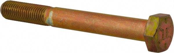 Made in USA - 5/16-24 UNF, 2-3/4" Length Under Head Hex Head Cap Screw - Partially Threaded, Grade 8 Alloy Steel, Zinc Yellow Dichromate Finish, 1/2" Hex - Apex Tool & Supply