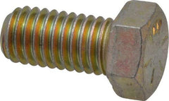 Made in USA - 7/16-14 UNC, 7/8" Length Under Head Hex Head Cap Screw - Fully Threaded, Grade 8 Alloy Steel, Zinc Yellow Dichromate Finish, 5/8" Hex - Apex Tool & Supply