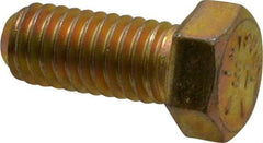 Made in USA - 7/16-14 UNC, 1" Length Under Head Hex Head Cap Screw - Fully Threaded, Grade 8 Alloy Steel, Zinc Yellow Dichromate Finish, 5/8" Hex - Apex Tool & Supply