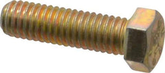 Made in USA - 7/16-14 UNC, 1-1/2" Length Under Head Hex Head Cap Screw - Fully Threaded, Grade 8 Alloy Steel, Zinc Yellow Dichromate Finish, 5/8" Hex - Apex Tool & Supply