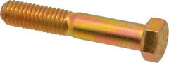 Made in USA - 7/16-14 UNC, 2-1/2" Length Under Head Hex Head Cap Screw - Partially Threaded, Grade 8 Alloy Steel, Zinc Yellow Dichromate Finish, 5/8" Hex - Apex Tool & Supply
