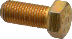 Made in USA - 7/16-20 UNF, 1" Length Under Head Hex Head Cap Screw - Fully Threaded, Grade 8 Alloy Steel, Zinc Yellow Dichromate Finish, 5/8" Hex - Apex Tool & Supply