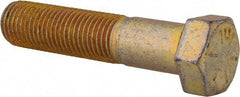 Made in USA - 7/16-20 UNF, 2" Length Under Head Hex Head Cap Screw - Partially Threaded, Grade 8 Alloy Steel, Zinc Yellow Dichromate Finish, 5/8" Hex - Apex Tool & Supply