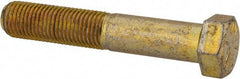 Made in USA - 7/16-20 UNF, 2-1/2" Length Under Head Hex Head Cap Screw - Partially Threaded, Grade 8 Alloy Steel, Zinc Yellow Dichromate Finish, 5/8" Hex - Apex Tool & Supply
