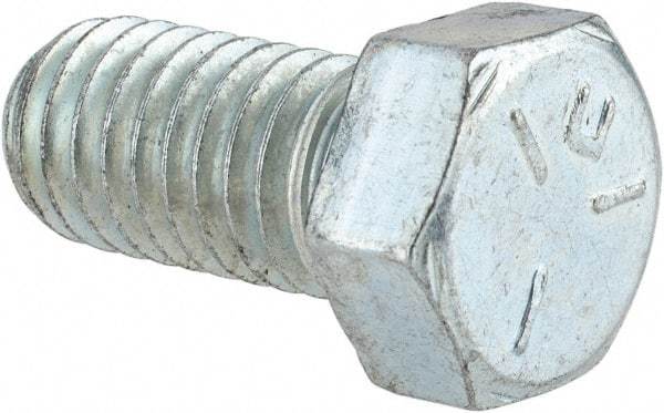 Made in USA - 7/16-14 UNC, 7/8" Length Under Head Hex Head Cap Screw - Fully Threaded, Grade 5 Steel, Zinc-Plated Finish, 5/8" Hex - Apex Tool & Supply