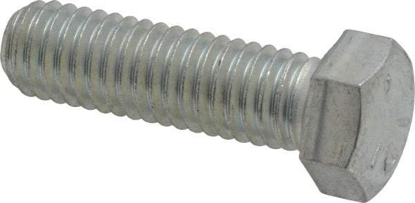 Made in USA - 7/16-14 UNC, 1-1/2" Length Under Head Hex Head Cap Screw - Partially Threaded, Grade 5 Steel, Zinc-Plated Finish, 5/8" Hex - Apex Tool & Supply