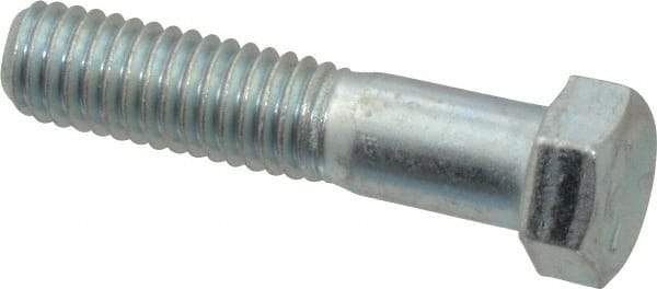 Made in USA - 7/16-14 UNC, 2" Length Under Head Hex Head Cap Screw - Partially Threaded, Grade 5 Steel, Zinc-Plated Finish, 5/8" Hex - Apex Tool & Supply