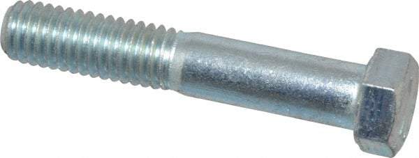 Made in USA - 7/16-14 UNC, 2-1/2" Length Under Head Hex Head Cap Screw - Partially Threaded, Grade 5 Steel, Zinc-Plated Finish, 5/8" Hex - Apex Tool & Supply