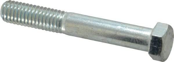 Made in USA - 7/16-14 UNC, 3" Length Under Head Hex Head Cap Screw - Partially Threaded, Grade 5 Steel, Zinc-Plated Finish, 5/8" Hex - Apex Tool & Supply
