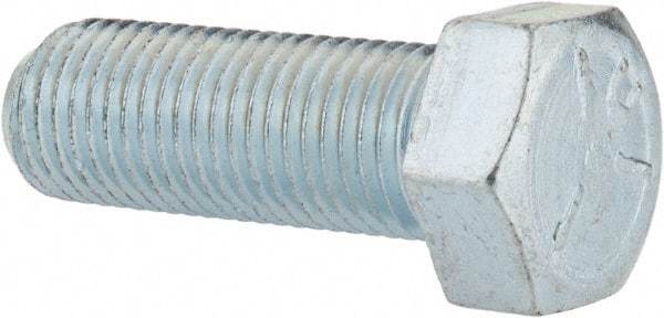Made in USA - 7/16-20 UNF, 1-1/4" Length Under Head Hex Head Cap Screw - Fully Threaded, Grade 5 Steel, Zinc-Plated Finish, 5/8" Hex - Apex Tool & Supply