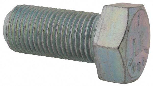 Made in USA - 9/16-18 UNF, 1-1/4" Length Under Head Hex Head Cap Screw - Fully Threaded, Grade 5 Steel, Zinc-Plated Finish, 13/16" Hex - Apex Tool & Supply