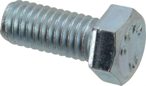 Value Collection - 3/8-16 UNC, 7/8" Length Under Head Hex Head Cap Screw - Fully Threaded, Grade 2 Steel, Zinc-Plated Finish, 9/16" Hex - Apex Tool & Supply