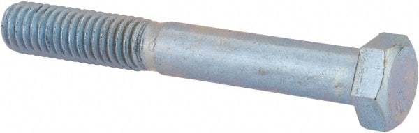Value Collection - 3/8-16 UNC, 2-3/4" Length Under Head Hex Head Cap Screw - Partially Threaded, Grade 2 Steel, Zinc-Plated Finish, 9/16" Hex - Apex Tool & Supply