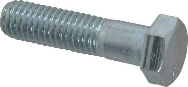 Value Collection - 1/2-13 UNC, 2" Length Under Head Hex Head Cap Screw - Partially Threaded, Grade 2 Steel, Zinc-Plated Finish, 3/4" Hex - Apex Tool & Supply