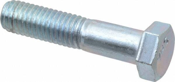 Value Collection - 1/2-13 UNC, 2-1/4" Length Under Head Hex Head Cap Screw - Partially Threaded, Grade 2 Steel, Zinc-Plated Finish, 3/4" Hex - Apex Tool & Supply