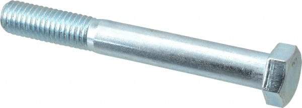 Value Collection - 1/2-13 UNC, 4" Length Under Head Hex Head Cap Screw - Partially Threaded, Grade 2 Steel, Zinc-Plated Finish, 3/4" Hex - Apex Tool & Supply