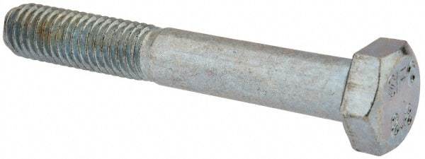 Value Collection - M8x1.25mm Metric Coarse, 55mm Length Under Head Hex Head Cap Screw - Partially Threaded, Grade 8.8 Steel, Zinc-Plated Finish, 13mm Hex - Apex Tool & Supply