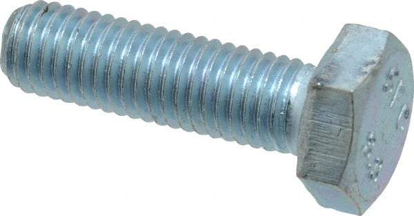 Value Collection - M10x1.50mm Metric Coarse, 35mm Length Under Head Hex Head Cap Screw - Fully Threaded, Grade 8.8 Steel, Zinc-Plated Finish, 17mm Hex - Apex Tool & Supply