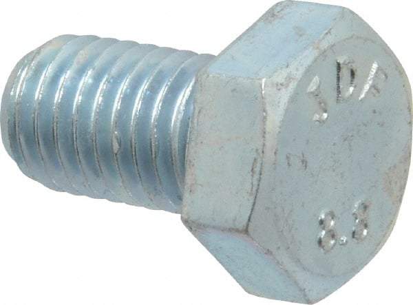 Value Collection - M12x1.75mm Metric Coarse, 20mm Length Under Head Hex Head Cap Screw - Fully Threaded, Grade 8.8 Steel, Zinc-Plated Finish, 19mm Hex - Apex Tool & Supply