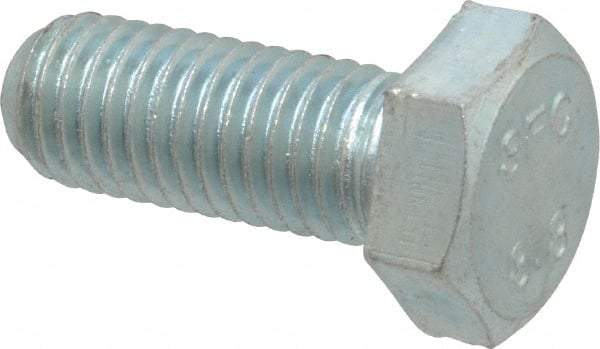 Value Collection - M12x1.75mm Metric Coarse, 30mm Length Under Head Hex Head Cap Screw - Fully Threaded, Grade 8.8 Steel, Zinc-Plated Finish, 19mm Hex - Apex Tool & Supply