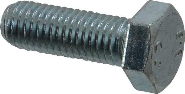 Value Collection - M12x1.75mm Metric Coarse, 35mm Length Under Head Hex Head Cap Screw - Fully Threaded, Grade 8.8 Steel, Zinc-Plated Finish, 19mm Hex - Apex Tool & Supply