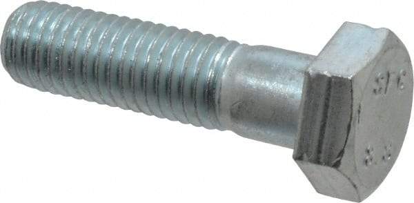 Value Collection - M12x1.75mm Metric Coarse, 45mm Length Under Head Hex Head Cap Screw - Partially Threaded, Grade 8.8 Steel, Zinc-Plated Finish, 19mm Hex - Apex Tool & Supply