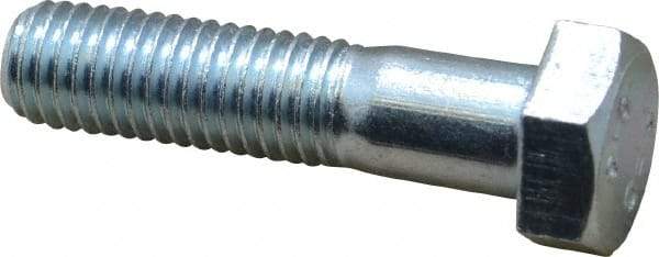 Value Collection - M12x1.75mm Metric Coarse, 50mm Length Under Head Hex Head Cap Screw - Partially Threaded, Grade 8.8 Steel, Zinc-Plated Finish, 19mm Hex - Apex Tool & Supply