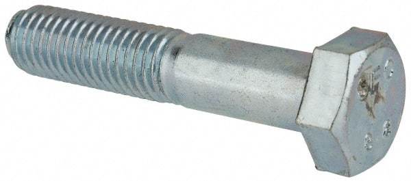 Value Collection - M12x1.75mm Metric Coarse, 60mm Length Under Head Hex Head Cap Screw - Partially Threaded, Grade 8.8 Steel, Zinc-Plated Finish, 19mm Hex - Apex Tool & Supply
