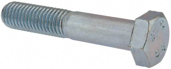 Value Collection - M12x1.75mm Metric Coarse, 65mm Length Under Head Hex Head Cap Screw - Partially Threaded, Grade 8.8 Steel, Zinc-Plated Finish, 19mm Hex - Apex Tool & Supply