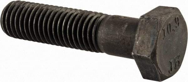 Value Collection - M12x1.75mm Metric Coarse, 50mm Length Under Head Hex Head Cap Screw - Partially Threaded, Grade 10.9 Steel, Black Oxide Finish, 19mm Hex - Apex Tool & Supply