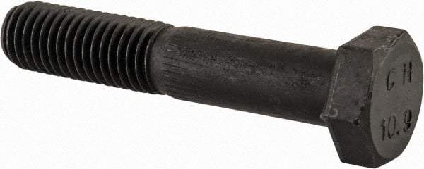 Value Collection - M12x1.75mm Metric Coarse, 65mm Length Under Head Hex Head Cap Screw - Partially Threaded, Grade 10.9 Steel, Uncoated, 19mm Hex - Apex Tool & Supply