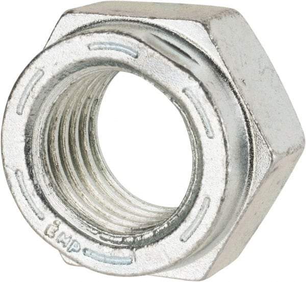 Value Collection - 1-1/8 - 7 UNC Grade C Hex Lock Nut with Distorted Thread - 1-11/16" Width Across Flats, 1" High, Cadmium Clear-Plated Finish - Apex Tool & Supply