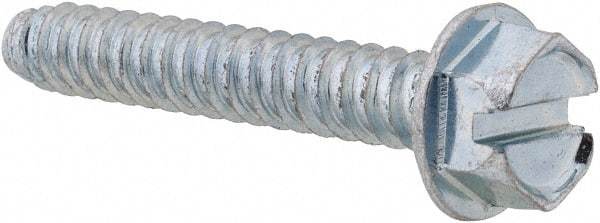 Value Collection - 1/4" Hex Washer Head Slotted Sheet Metal Screw - Steel, 1-1/2" Length Under Head, Grade 2 - Apex Tool & Supply