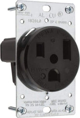 Leviton - 250 VAC, 50 Amp, 6-50P NEMA Configuration, Black, Industrial Grade, Self Grounding Single Receptacle - 1 Phase, 2 Poles, 3 Wire, Flush Mount, Tamper Resistant - Apex Tool & Supply