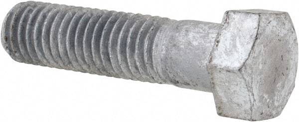 Value Collection - 1/2-13 Thread, 2" Length Under Head, Steel Hex Head Bolt - Hot Dipped Galvanized Coated, 3/4" Hex, UNC Thread, ANSI/ASME B18.2.2 & ASME B18.2.1, Grade 2 - Apex Tool & Supply